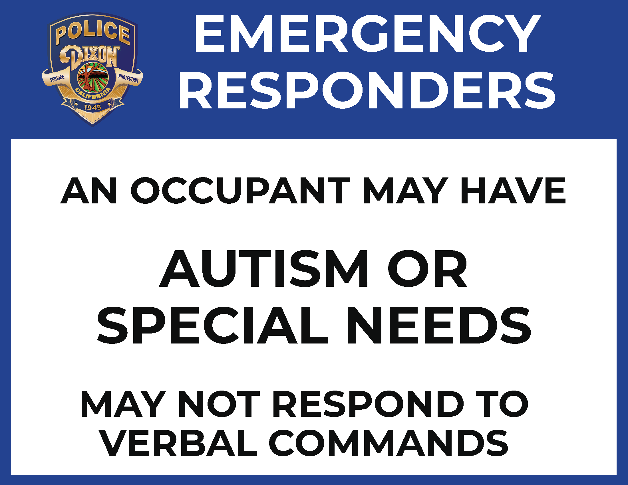 Dixon Police Dept., CA - Emergency Alert Labels