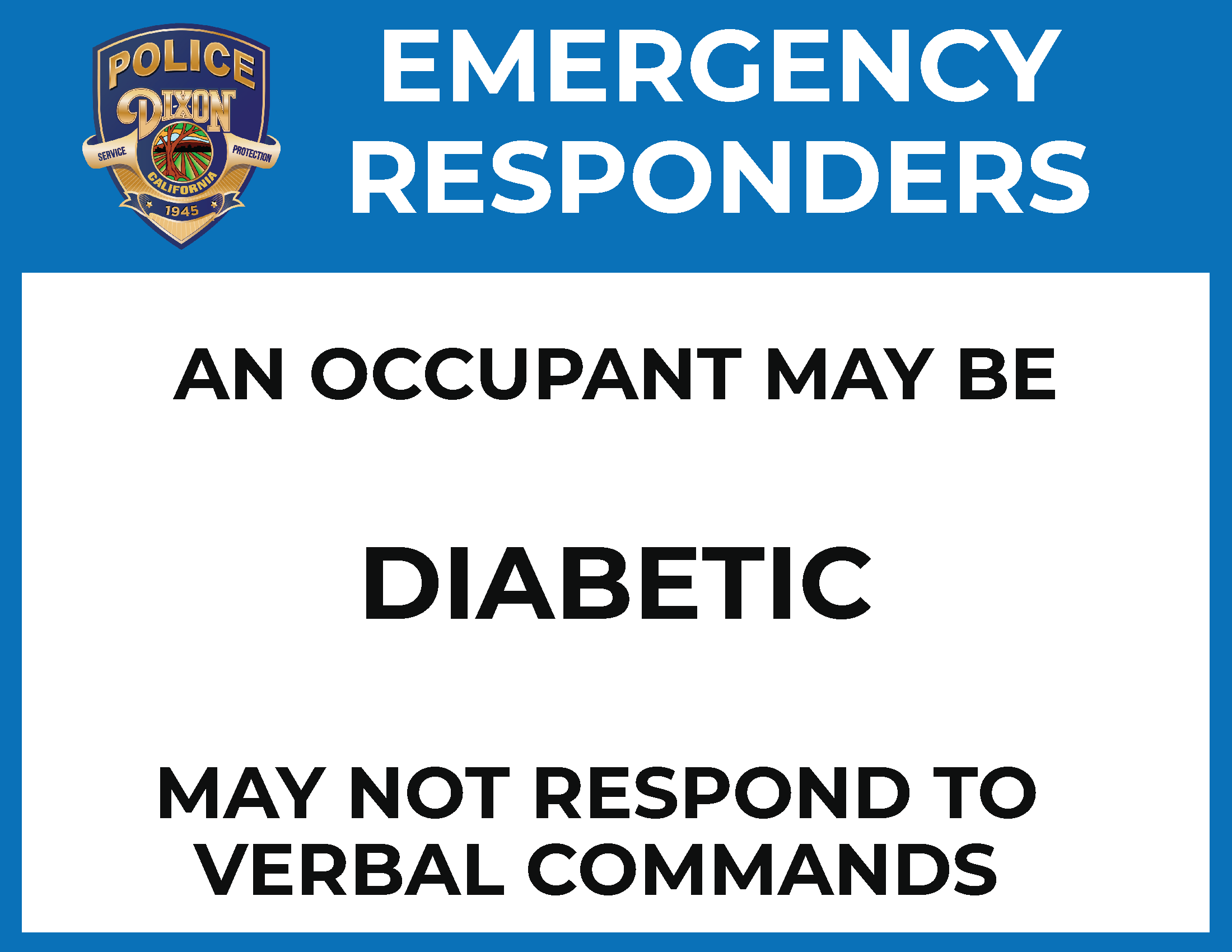 Dixon Police Dept., CA - Emergency Alert Labels